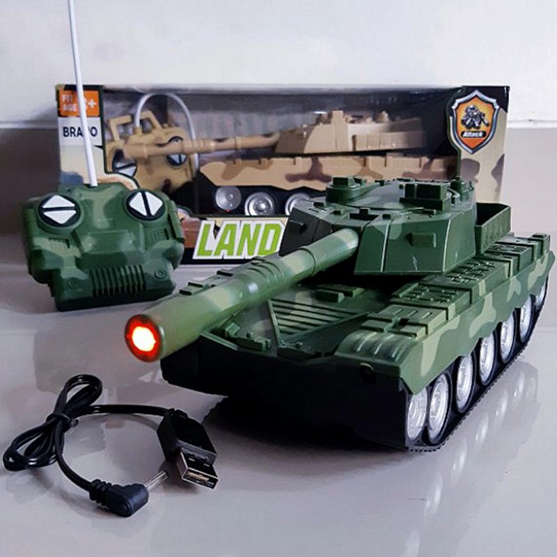RC War Tank Remote Control - Mainan Tank Baja Remot Kontrol Battle Lampu Tembakan Mobil Militer Batr
