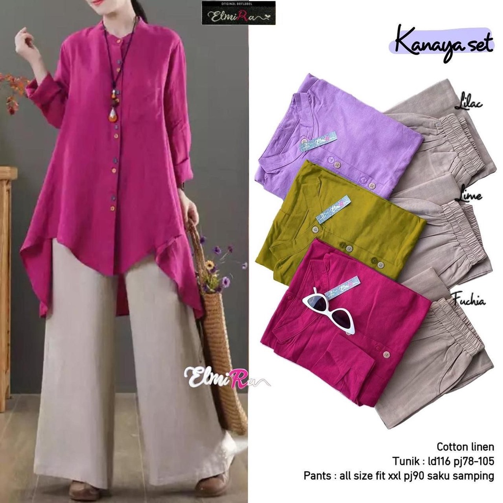 kanaya set tunic polos dengan celana kulot premium. Setcel wanita kekinian by elmira