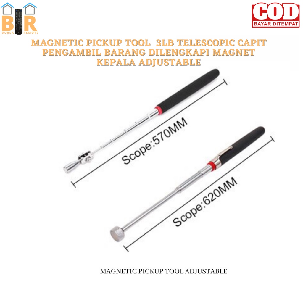 MAGNETIC PICKUP TOOL 3LB 5LB 8LB TELESCOPIC DILENGKAPI MAGNET KEPALA ROD STICK ALAT BENGKEL