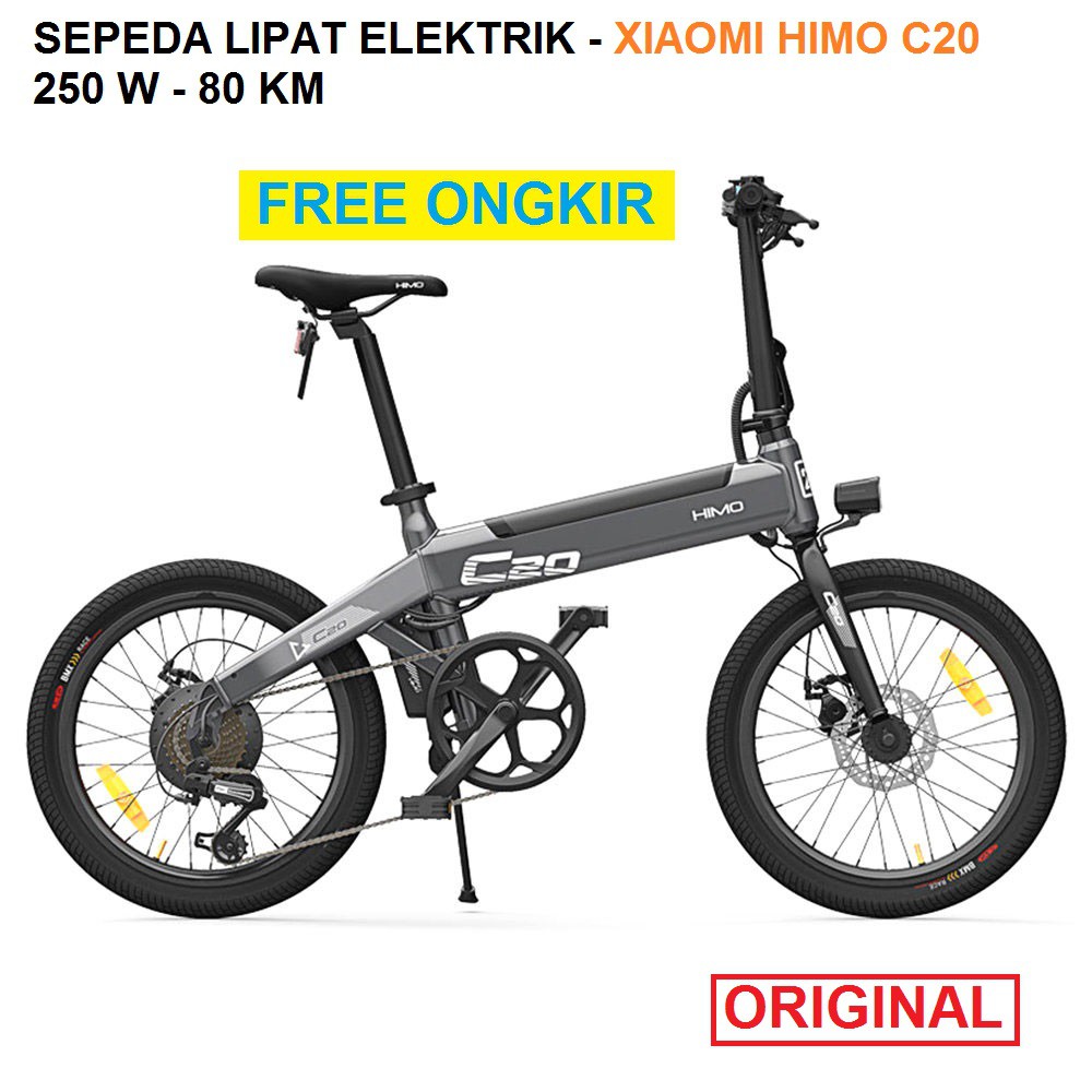 (FREE ONGKIR) Xiaomi HIMO C20 Sepeda Elektrik Smart Moped Bicycle 250W 80KM - Black