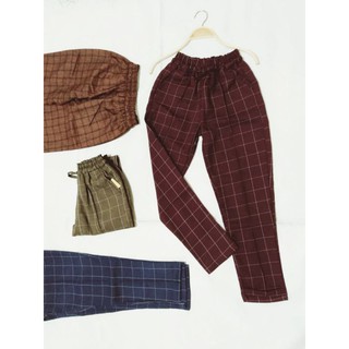 CELANA BAGGY PANTS KOTAK  TARTAN WANITA Shopee Indonesia