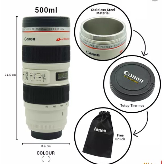 B288 Gelas Mug Kamera Lens Cup / Termos Unik Bentuk Lensa Kamera Canon 70-200mm 500ml