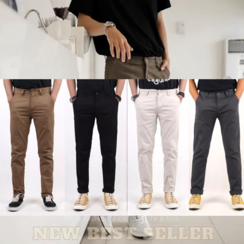 Celana Chino Panjang Pria //Celana Chino Pants Kerja Panjang Cowok Chino Stretch Chino 100% Original