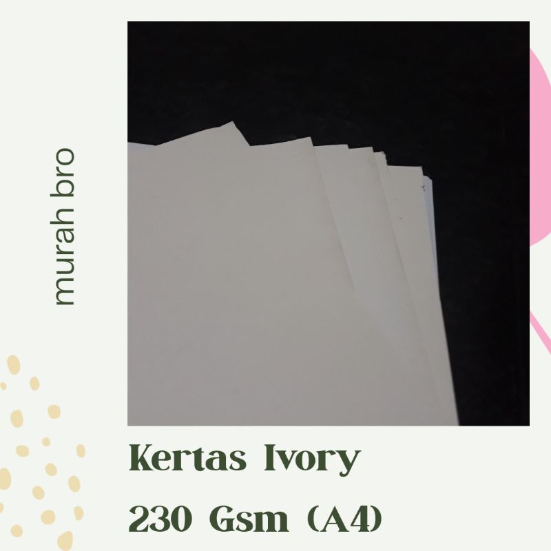 

Kertas Ivory Ukuran A4 230 Gsm, kertas artpaper, cocok untuk print poster, kartunama, dan lain lain