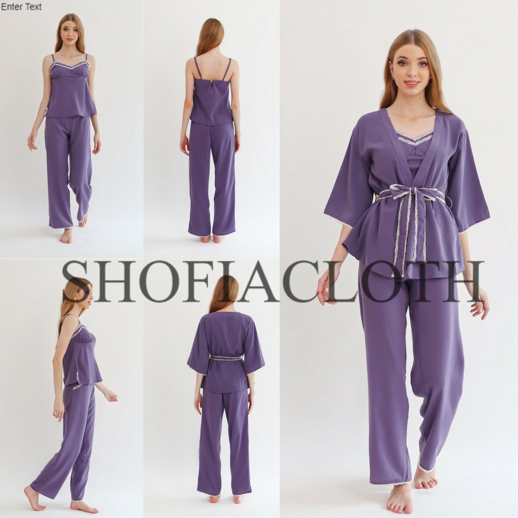 BAJU WANITA TERBARU SET PIYAMA MURAH ICI MAINTENANT / PIYAMA WANITA BRANDED LILAC MURAH  SFC.ID
