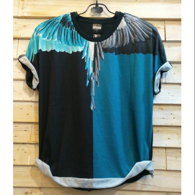 Kaos marcelo burlon 2 wings blue model terbaru