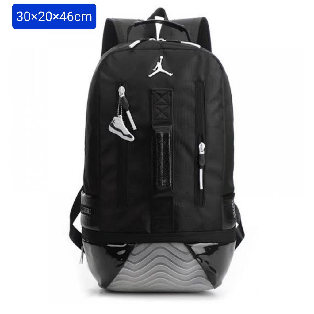 TAS RANSEL PRIA JORDAN RETRO 11 TAS JORDAN BAHAN POLYESTER HITAM ABU
