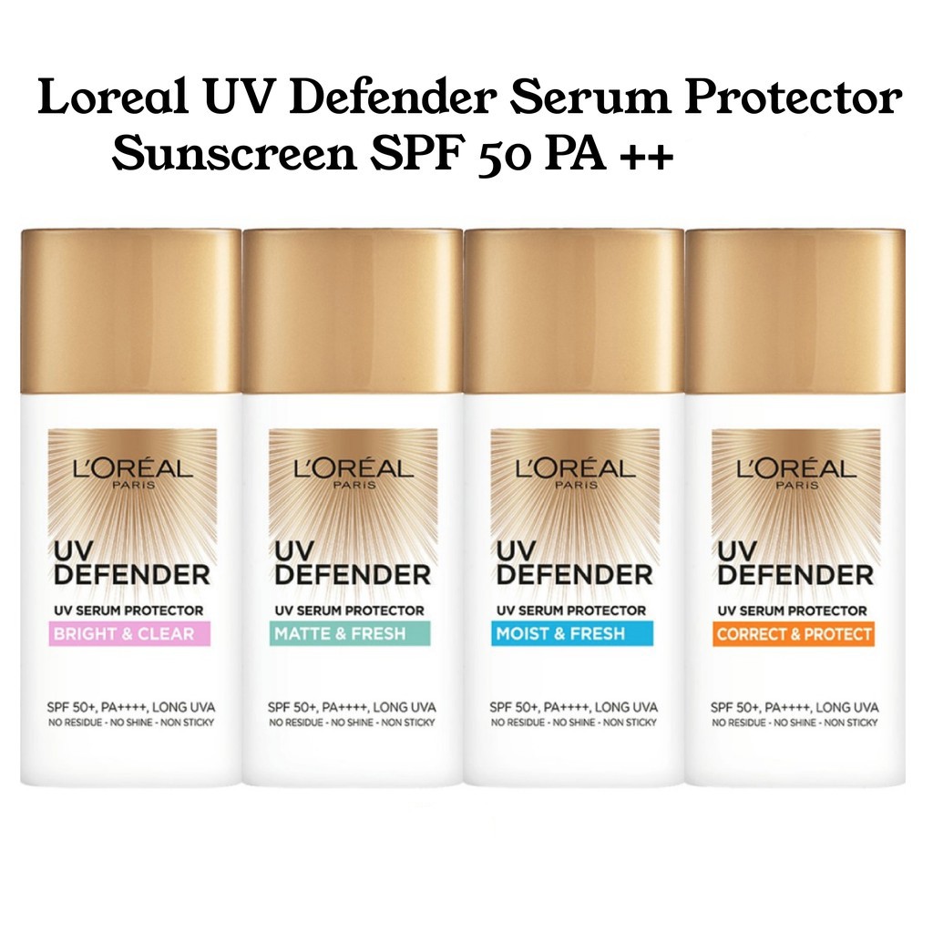 L'OREAL UV Defender UV Serum ProtectorSPF50+++(Matte&amp;Fresh/Bright&amp;Clear/Correct&amp;Protect/Moist&amp;fresh)