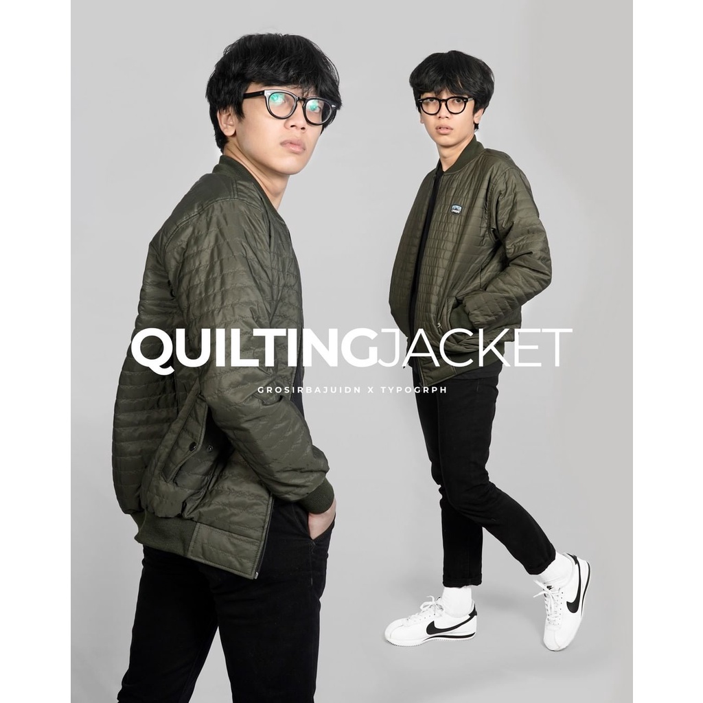 [NEW ARRIVAL] BOMBER QUILTING PREMIUM TYPOGRPH BOMBER JACKET WARNA BLACK NAVY ARMY SIZE M - XL TY-31
