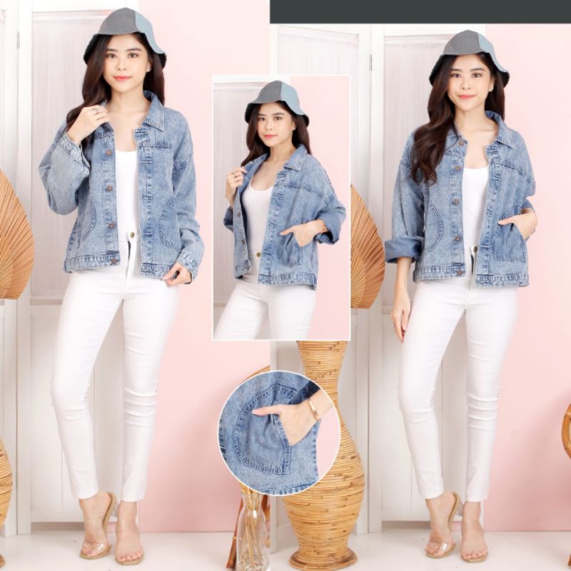 Jaket Jeans Kantong Bulat Jaket Jeans Premium Jaket Jeans Import Good Quality Women Jeans Jaket Fashion Import