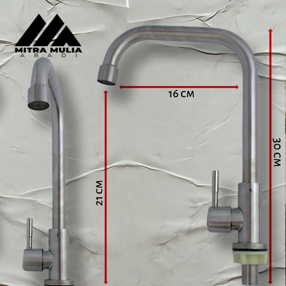 Kran Angsa Wastafel Leher Kotak SUS 304 I Kran Sink Dapur Leher Kotak