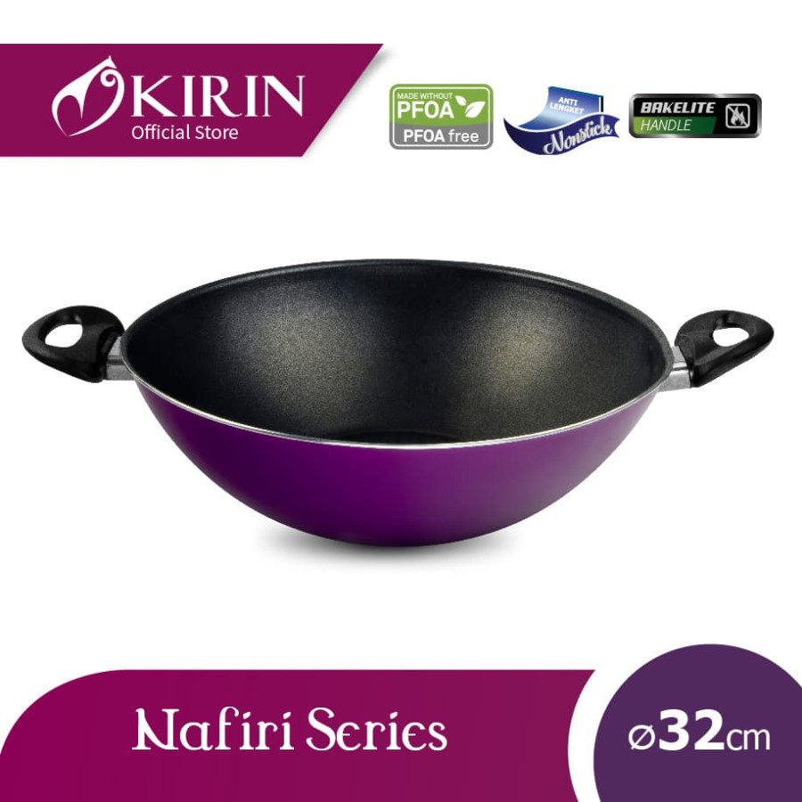 KIRIN Kuali Teflon Wok NAFIRI 32 Cm - Teflon Clasic