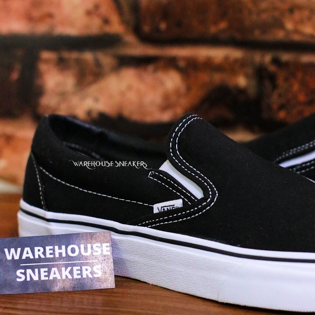 Sepatu Slip On Classic Black White Sneakers Vens Slip On Hitam Putih