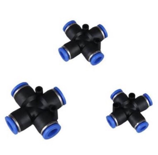 KONEKTOR FITTING SLIP LOCK CROSS 6MM PNEUMATIC PU 4 ARAH CROS PUSH IN