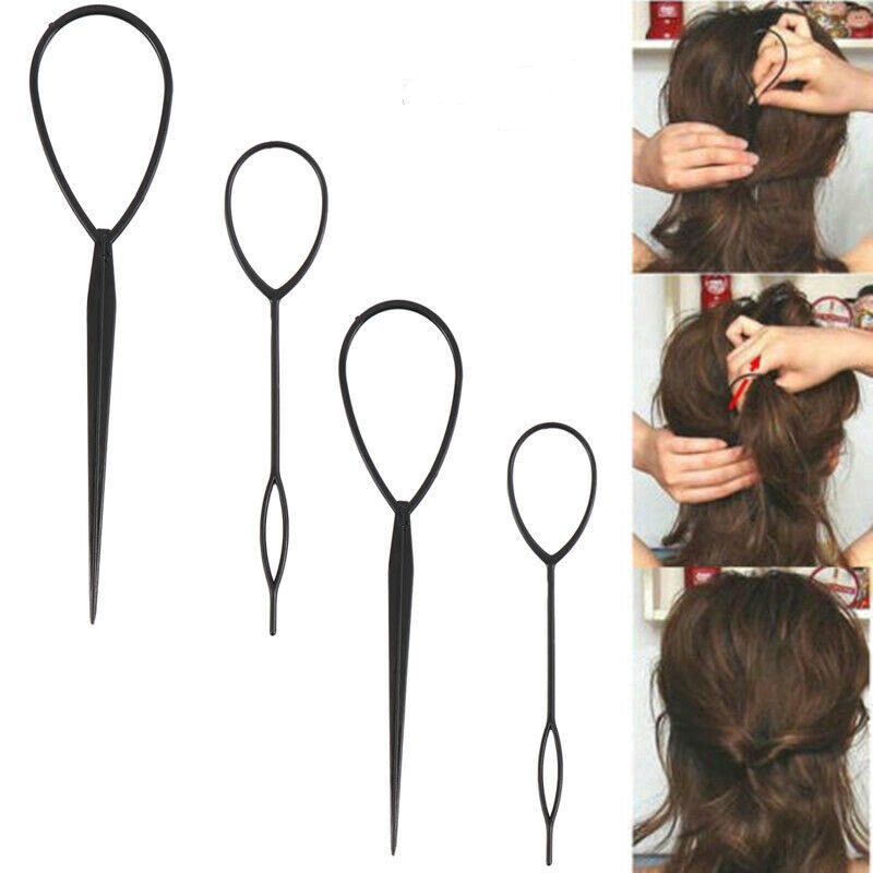 4Pcs / Set Alat Pembuat Kepang Rambut Warna Hitam