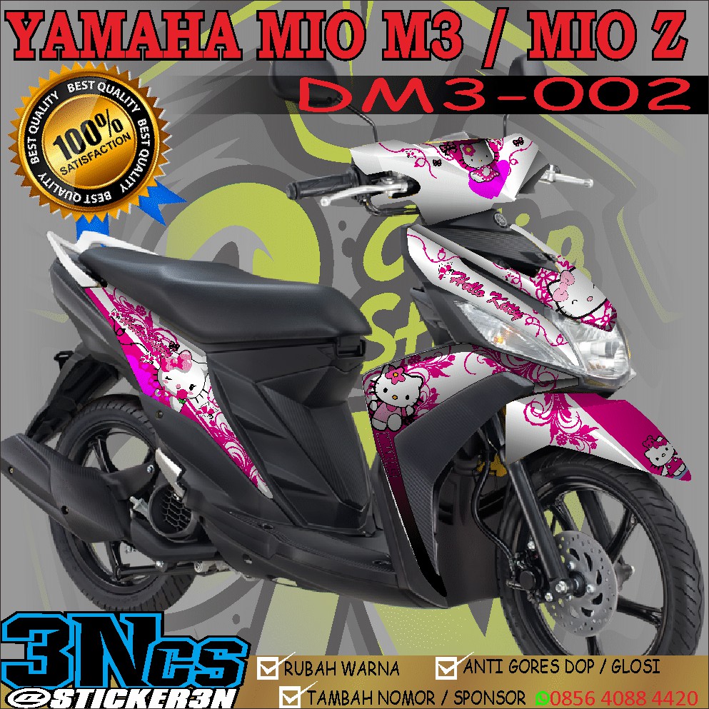 sticker hello kitty fullbodi mio m3 mio z mio 125, striping hello kitty mio m3 mio z mio 125, decal 