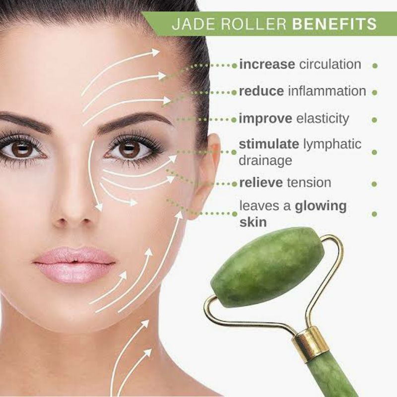 GUASHA GUA SHA JADE ROLLER FACIAL FACE ROLLER MASSAGER ALAT PENIRUS WAJAH