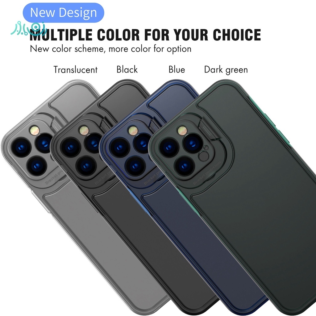 Luxury Folding Invisible Bracket Phone Case For iPhone 11 12 Pro Max XS MAX XR X 7 8 Plus SE Camera Cover Hard Matte Lens Protection