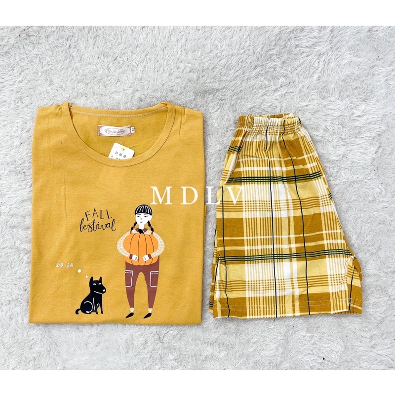 MDLV ~ Baju Tidur Set Pumpkin Yellow HP Baju Tidur Dewasa Fashion Import