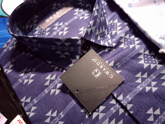 Kemeja Batik Slimfit Dan Reguler Navy Motif Anyam Full Katun Murah Gwardo
