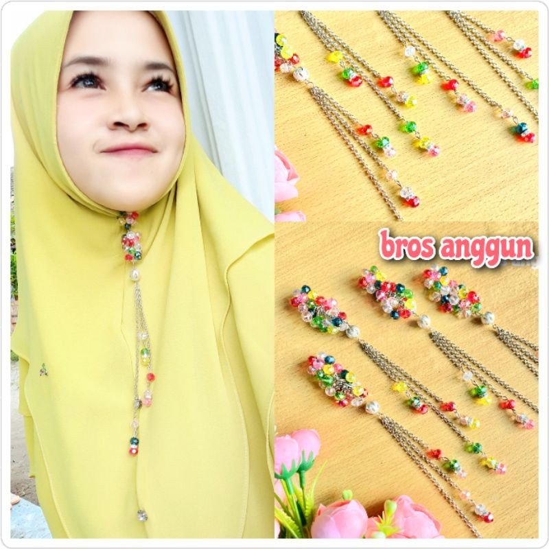 bros dagu juntai anggun kristal mewah / peniti dagu juntai anggun kristal mewah / bros juntai murah 