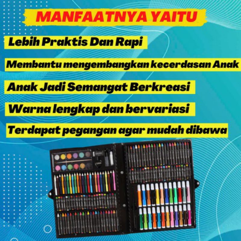 Pensil Warna Crayon ISI 150PCS Set Anak Spidol Warna Alat Gambar Lengkap Mewarnai Pastel Lukis  MS88