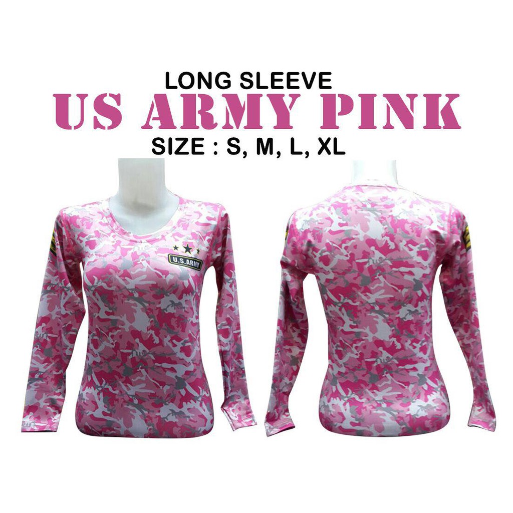 KAOS BAJU PANJANG LONG SLEEVE MANSET WANITA ARMY LORENG TENTARA AEROBIK SENAM YOGA ZUMBA LARI RENANG