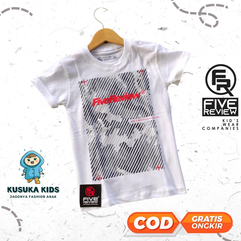FiveReview Baju Kaos Atasan Distro Anak Laki-Laki Perempuan Cowok Cewek Unisex Umur 1 2 4 5 7 9 10 1