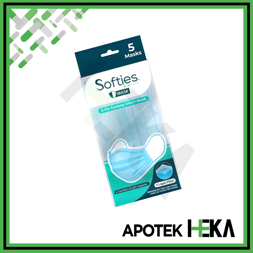 Softies Daily Mask for Adult Sachet isi 5 pcs - Masker Dewasa 3 ply (SEMARANG)