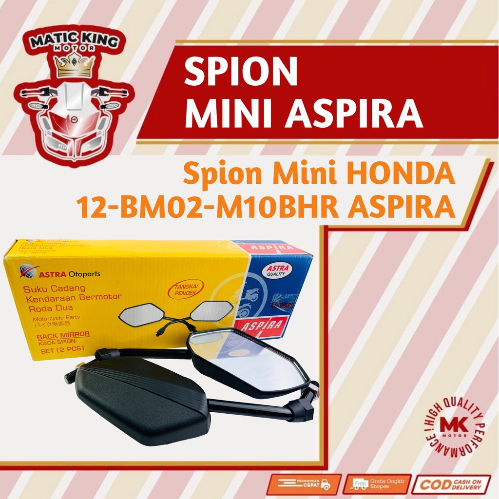 Kaca spion HITAM motor honda yamaha BEAT VARIO SCOOPY SPACY MIO FINO SUPRA X JUPITER Z MX mini standar variasi gagang pendek ASPIRA HONDA BM02