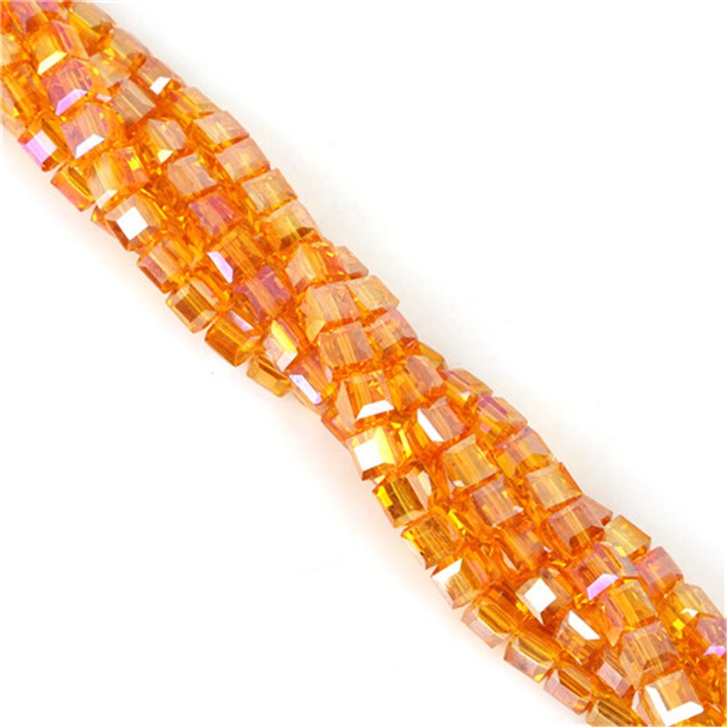 8mm Sekitar 20pcs Manik-Manik Persegi Kaca Kristal Persegi Manik-Manik Spacer Longgar Untuk Membuat Perhiasan Gelang Anting DIY