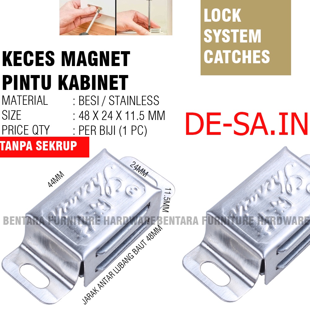 48MM Large Door Magnetic Catches - Keces Besi Chrome Stainless Magnet Pintu Kayu Ukuran Besar