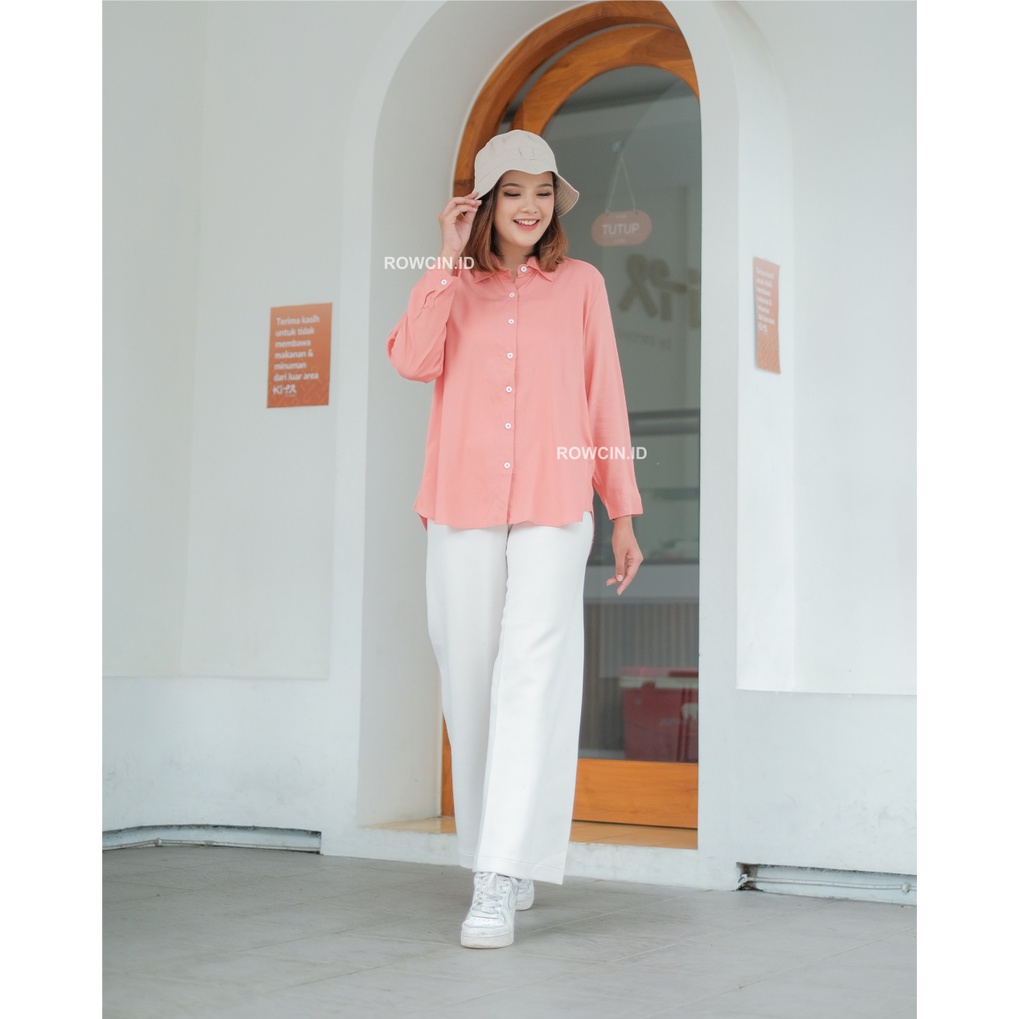 KEMEJA WANITA POLOS LENGAN PANJANG WANITA KATUN RAYON LONG SHIRT ORGANIK