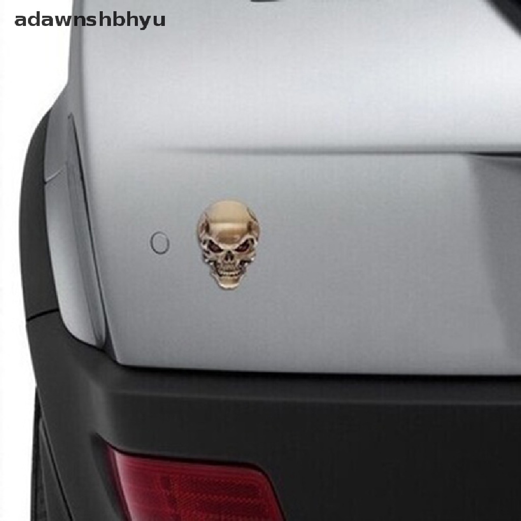 Adawnshbhyu 3D Metal Skull Bone Stiker Motor Mobil Decals Dekorasi Emblem Badge