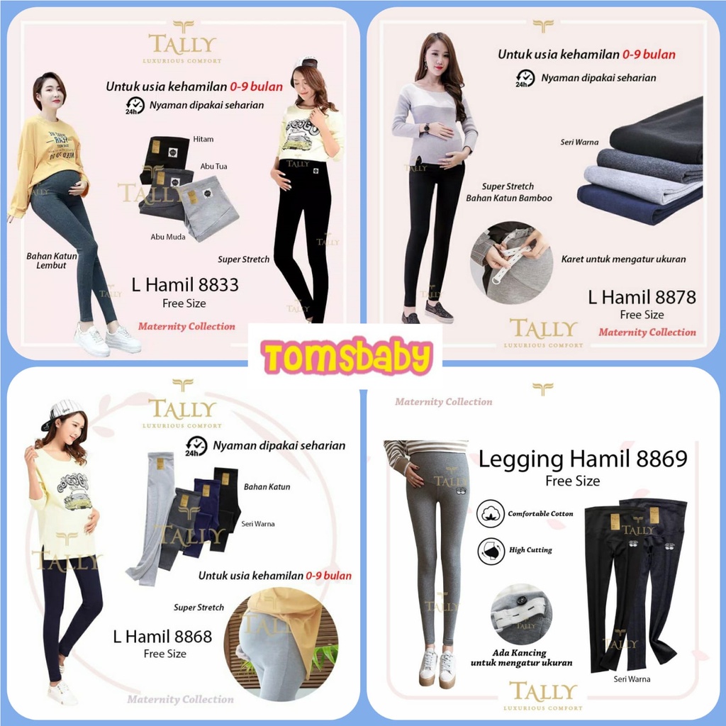 TALLY 1pcs Celana PANJANG Legging Hamil Merk Tally 8878 / 8833 / 8868 / 8869 / 8851/ 8876