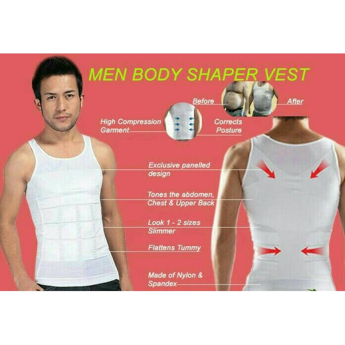 SLIM N LIFT MEN baju kaos pakaian kaus dalam dalem daleman dalaman baju shirt fit tank top tangtop singlet korset corset korslet pelangsing pengecil pria perut body buncit atasan olahraga gym jumbo big size pria man laki laki cowok dewasa jumbo shaper