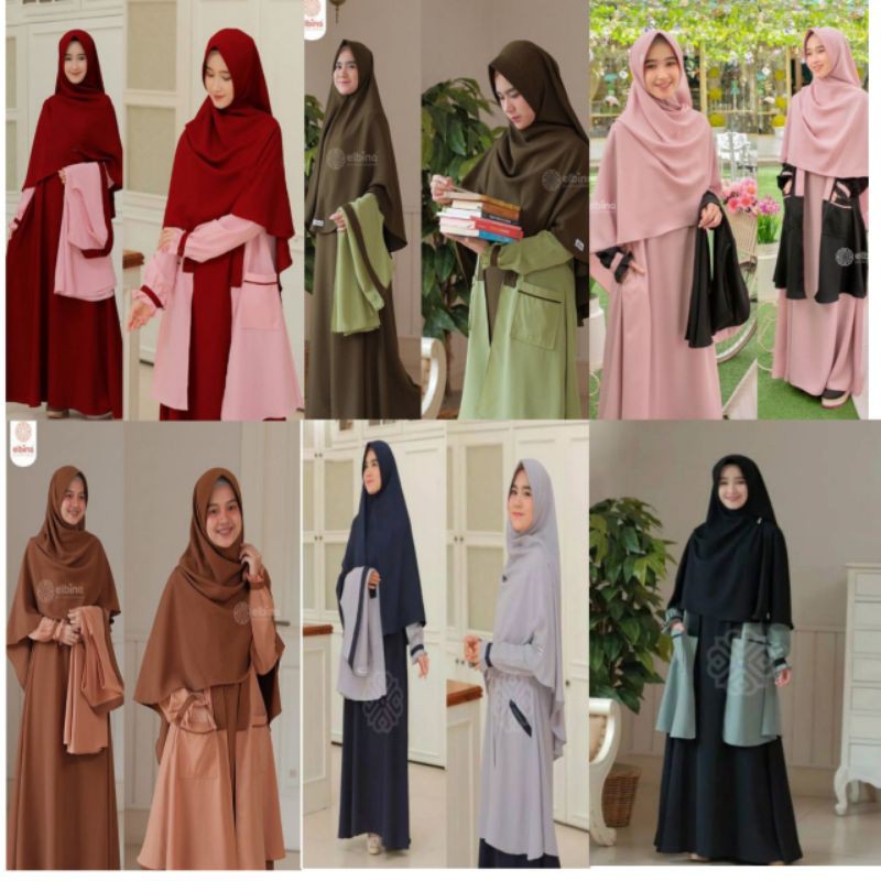 Gamis +Outer+Hijab Murah//set gamis syari/Gamis murah//Gamis Lebaran/Hijab