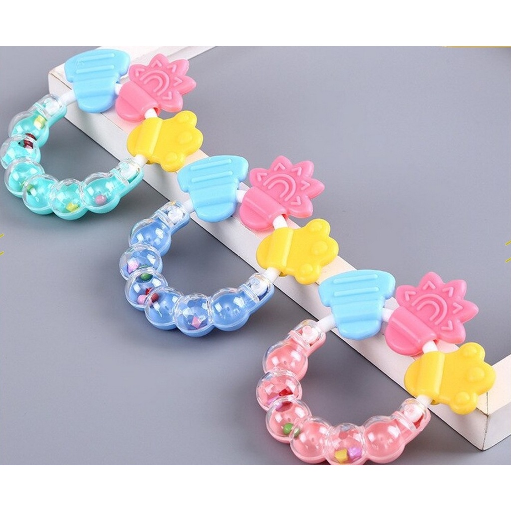 RATTLE GENGGAM BAYI / GIGITAN RATTLE / MAINAN LONCENG KERINCING BAYI / GELANG TEETHER (IP)