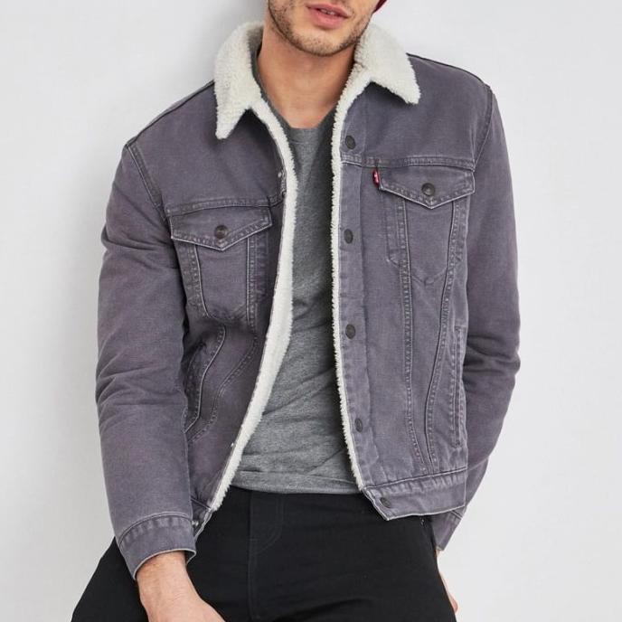 jaket sherpa | jaket jeans sherpa | jaket jeans bulu wall | jaket pria