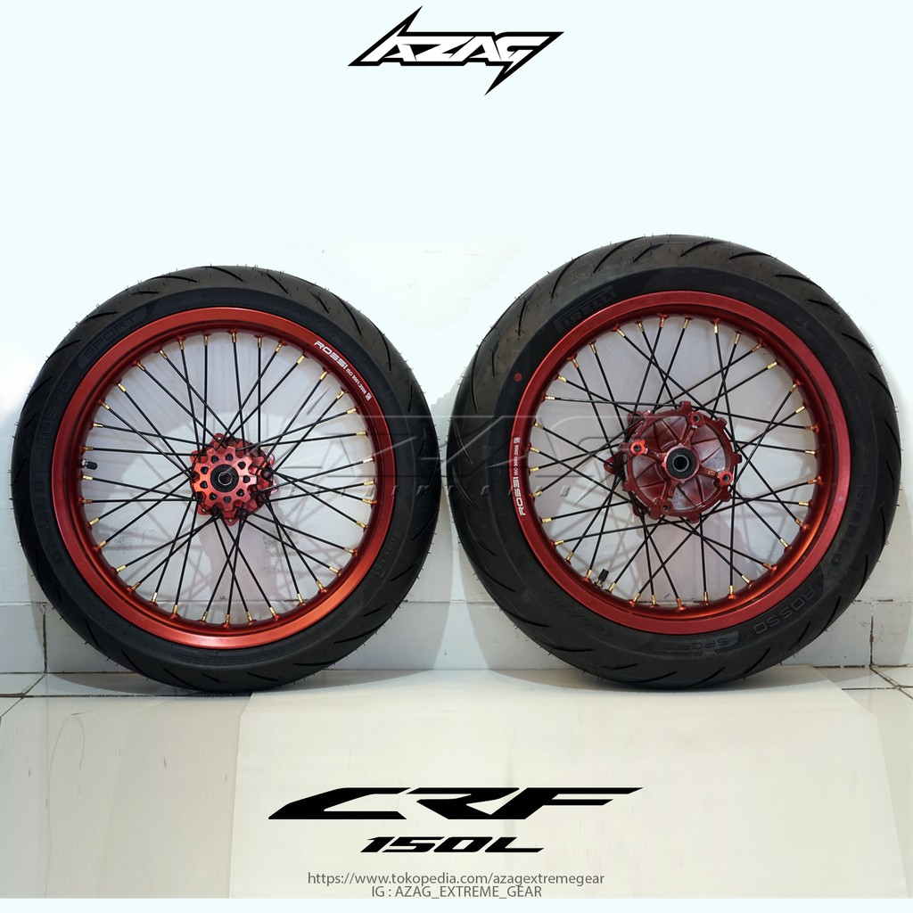 Ban Set Supermoto Honda CRF 150L Merah Ban Pirelli Diablo