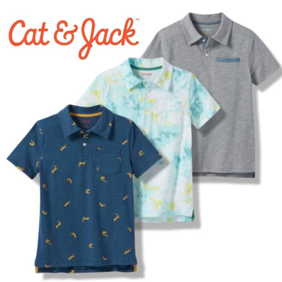 Baju Kaos polo kerah anak Cat&Jack tie dye 4-16 T