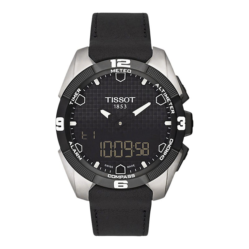 Jam Tangan Pria Tissot T-Touch Expert Solar T091.420.46.051.00 Black Carbon Dial Black Leather Strap