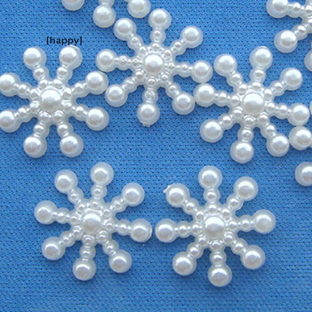 Ha 100pcs Hiasan Snowflake Mutiara Flatback Untuk DIY Craftdekorasi Natal