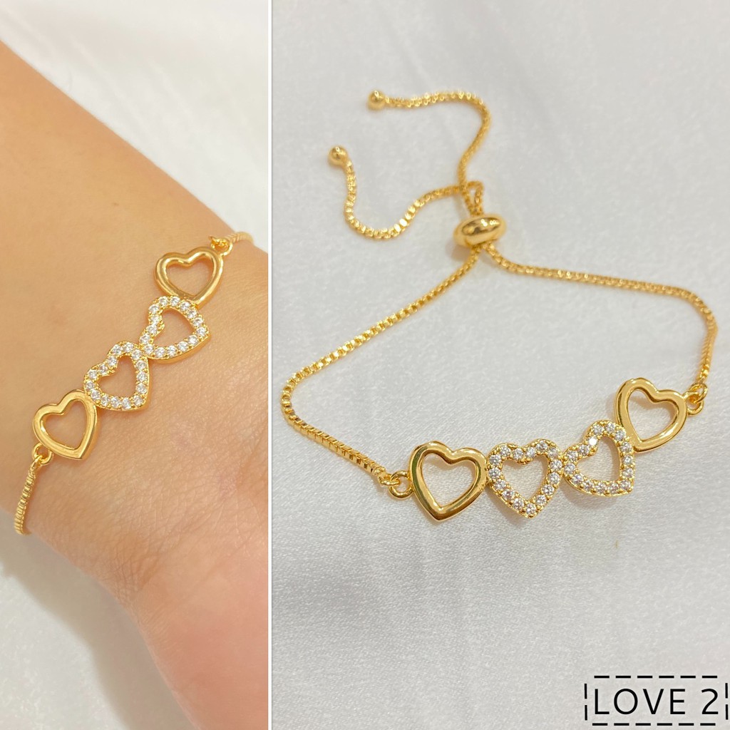 Gelang Wanita Serut Anti Karat Vintage Perhiasan Titanium Asli Berlapis Emas KTA02-3