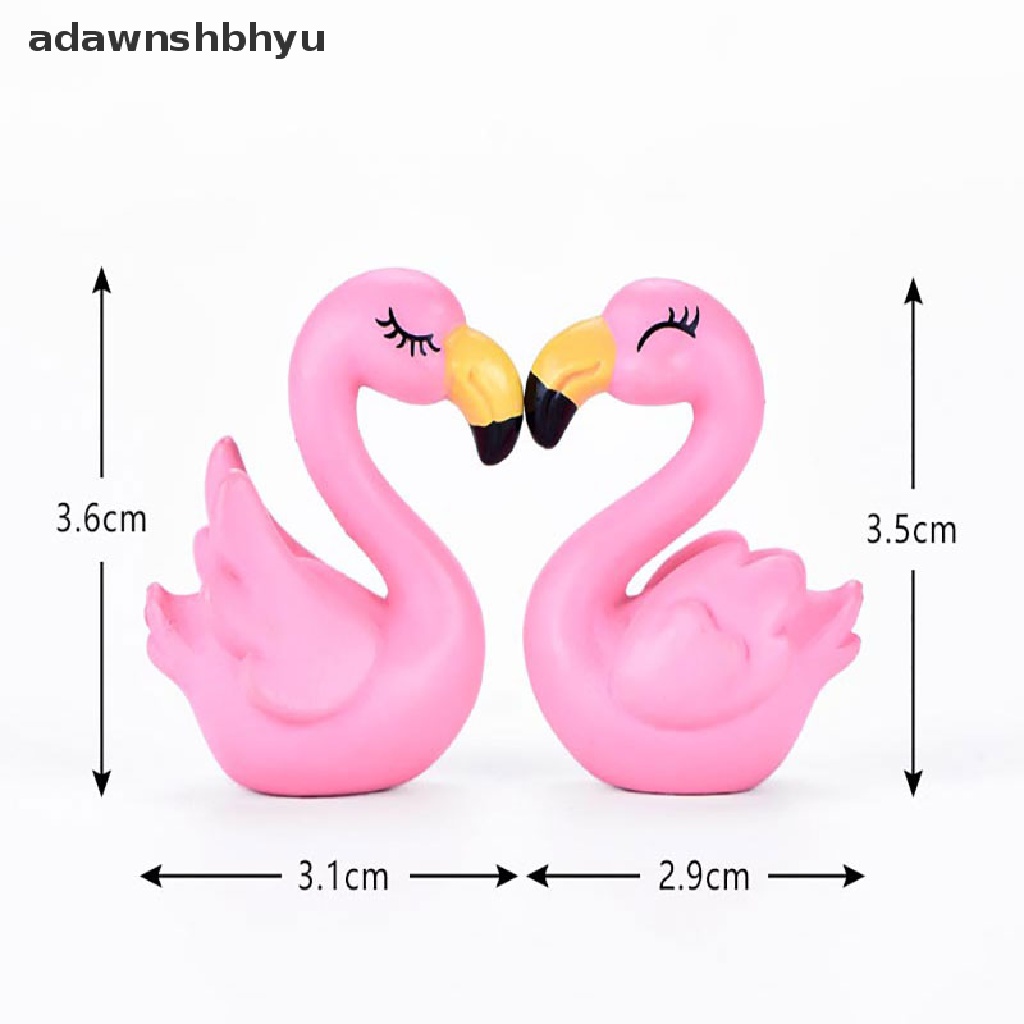 [adawnshbhyu] 1pasang Resin Flamingo Miniatur Pemandangan Bonsai Berdaging Dekorasi Taman Hadiah