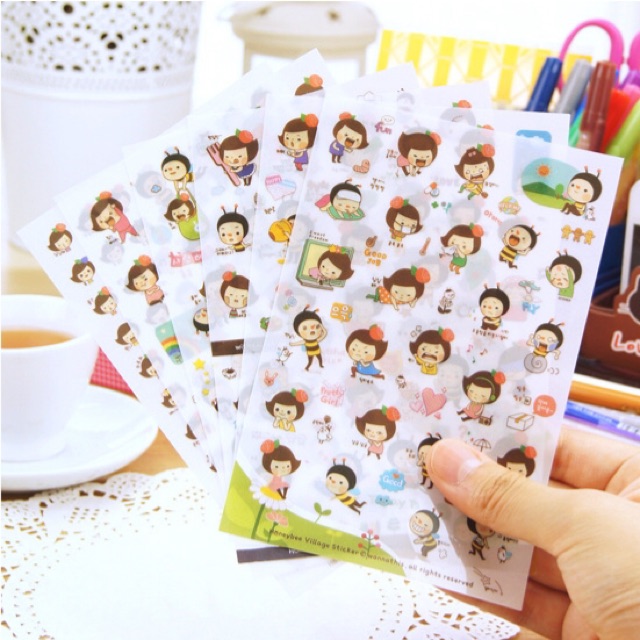

NY Store 1SET 6pcs Diary Sticker 1set6pcs Honey Bee Kitty Day Momoi Tempelan Diari Youleehuang