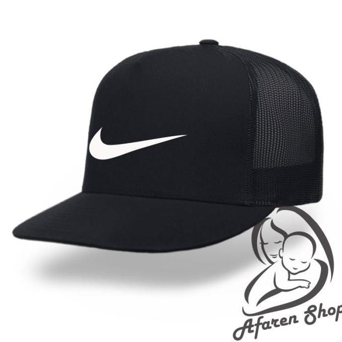 Original# Topi Trucker Jaring Sport Premium Logo Nike - Hitam