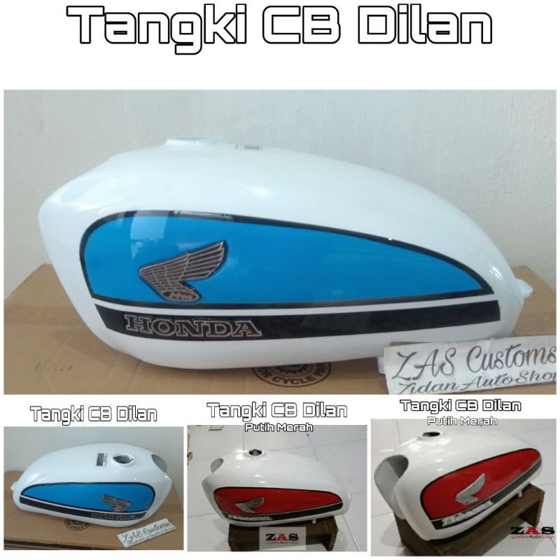Tangki CB 100 Gelatik Dilan putih biru Tengki CB murah Tangki CB 100 Aksesoris Motor CB Custom Murah