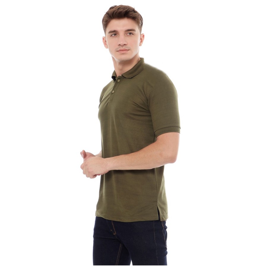 KAOS POLO SHIRT POLOS PRIA / KAOS KERAH COWOK MURAH KEREN / HIJAU ARMY
