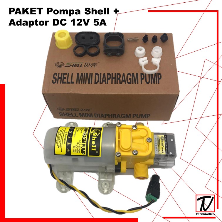 Paket Pompa Shell + Adaptor DC 12V - 24V  5A